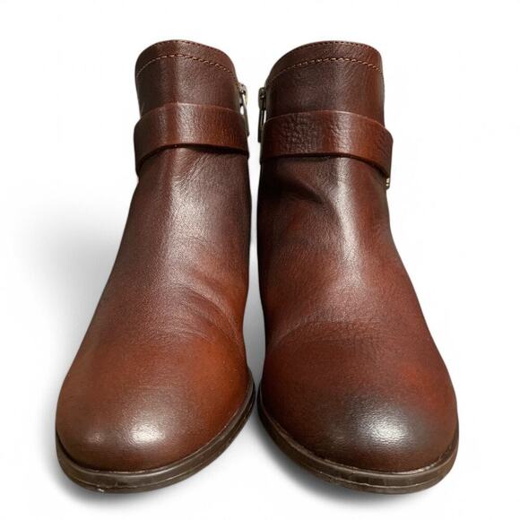 Vince Camuto Peamer Cognac Burnished Leather Ankle Boots Size 7 - Picture 2 of 9